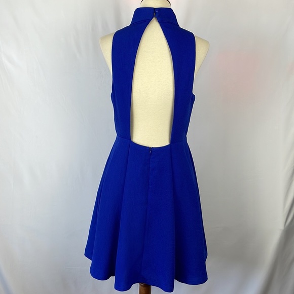 Lulu's Blue Fit and Flare Sleeveless Dress with Open Back - Size Medium - Picture 6 of 17